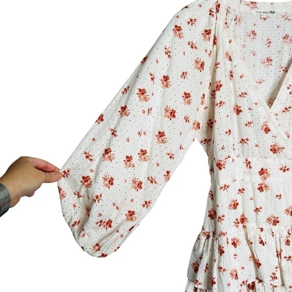 Maia Bergman Ines Floral Eyelet Wrap Mini Dress Size L - Picture 7 of 16